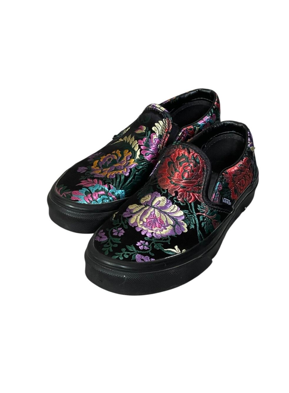 Woman’s 5.5 Rare Vans Black Embroidered Shoes, Unisex Men’s 4